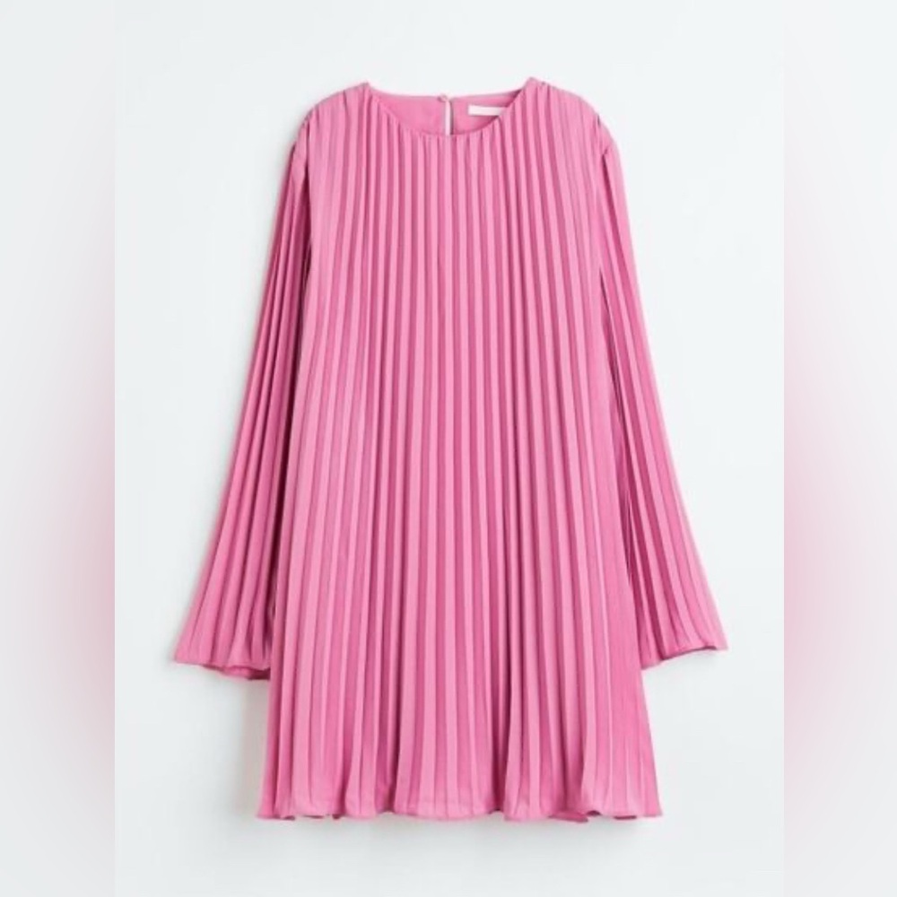 H&M Pink Pleated Bell Sleeve Dress NWT size Small